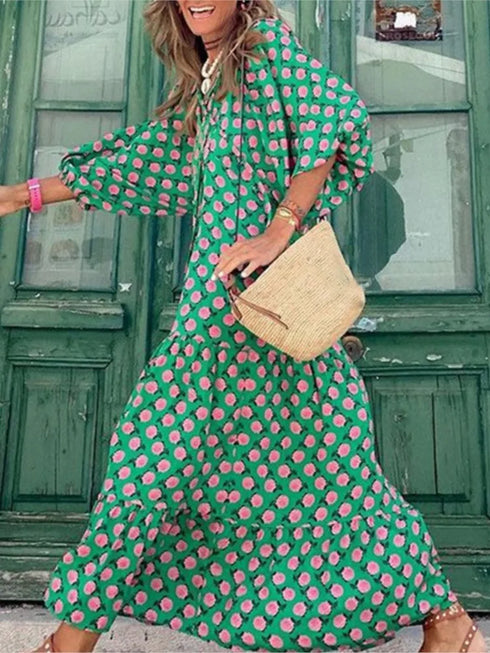 Elegant V Neck Casual Dress for Women - Boho Holiday Office Wear